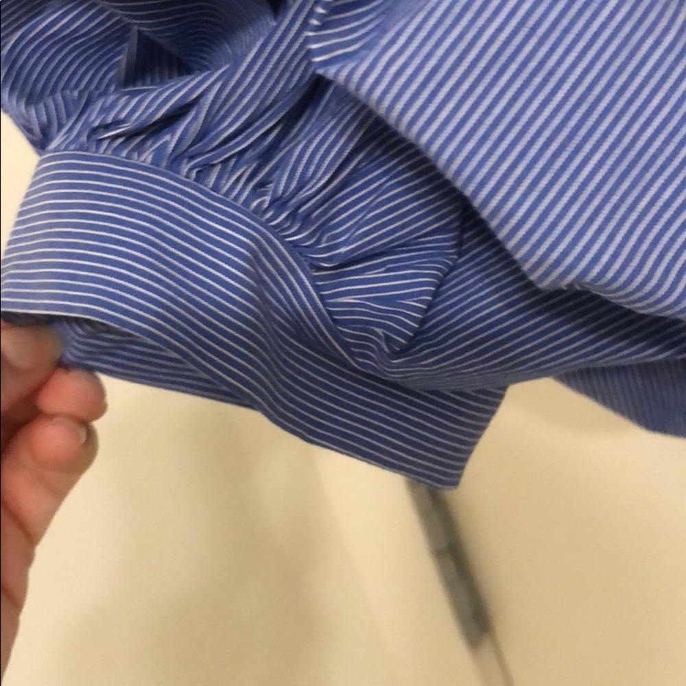 Blue and white striped top with puffed sleeves - Picture 4 of 6
